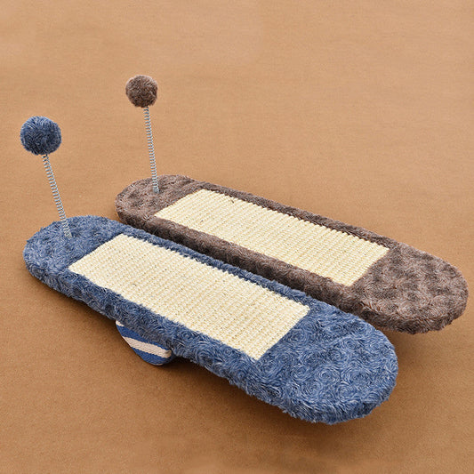 HKM-8678973 Seesaw Cat Scratch Board Toy in Royal Blue and Khaki for Playful Kittens