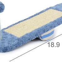 HKM-8678973 Seesaw Cat Scratch Board Toy in Royal Blue and Khaki for Playful Kittens