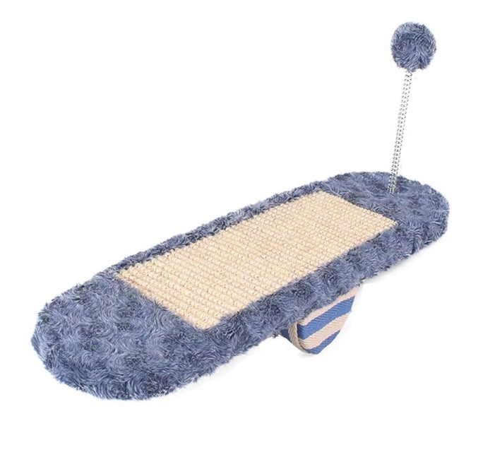 HKM-8678973 Seesaw Cat Scratch Board Toy in Royal Blue and Khaki for Playful Kittens