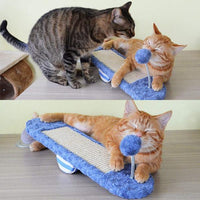 HKM-8678973 Seesaw Cat Scratch Board Toy in Royal Blue and Khaki for Playful Kittens
