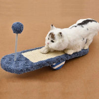 HKM-8678973 Seesaw Cat Scratch Board Toy in Royal Blue and Khaki for Playful Kittens