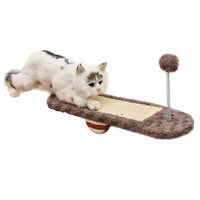 HKM-8678973 Seesaw Cat Scratch Board Toy in Royal Blue and Khaki for Playful Kittens