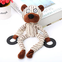 HKM-8679613 Corduroy Dog Molar Toy - Cute Animal Shapes in Monkey, Cub, and Cow Designs