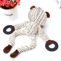 HKM-8679613 Corduroy Dog Molar Toy - Cute Animal Shapes in Monkey, Cub, and Cow Designs