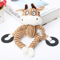 HKM-8679613 Corduroy Dog Molar Toy - Cute Animal Shapes in Monkey, Cub, and Cow Designs