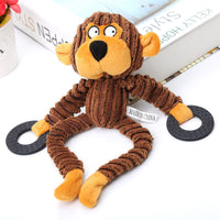 HKM-8679613 Corduroy Dog Molar Toy - Cute Animal Shapes in Monkey, Cub, and Cow Designs