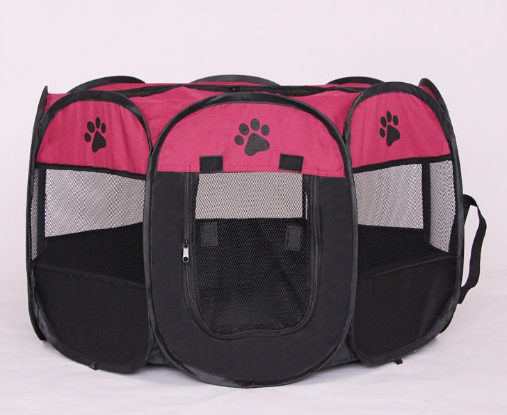 HKM-8680381 Folding Octagonal Pet Fence with Waterproof Oxford Cloth and Anti-Mosquito Mesh for Cats and Dogs