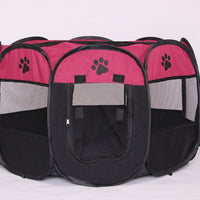 HKM-8680381 Folding Octagonal Pet Fence with Waterproof Oxford Cloth and Anti-Mosquito Mesh for Cats and Dogs