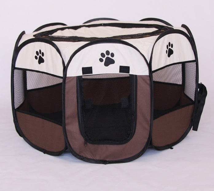 HKM-8680381 Folding Octagonal Pet Fence with Waterproof Oxford Cloth and Anti-Mosquito Mesh for Cats and Dogs