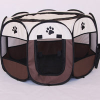 HKM-8680381 Folding Octagonal Pet Fence with Waterproof Oxford Cloth and Anti-Mosquito Mesh for Cats and Dogs