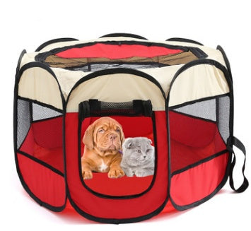 HKM-8680381 Folding Octagonal Pet Fence with Waterproof Oxford Cloth and Anti-Mosquito Mesh for Cats and Dogs