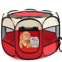 HKM-8680381 Folding Octagonal Pet Fence with Waterproof Oxford Cloth and Anti-Mosquito Mesh for Cats and Dogs