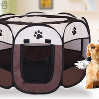 HKM-8680381 Folding Octagonal Pet Fence with Waterproof Oxford Cloth and Anti-Mosquito Mesh for Cats and Dogs