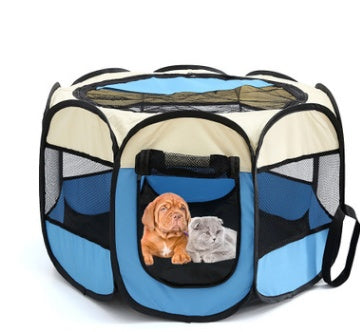 HKM-8680381 Folding Octagonal Pet Fence with Waterproof Oxford Cloth and Anti-Mosquito Mesh for Cats and Dogs