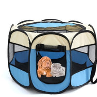 HKM-8680381 Folding Octagonal Pet Fence with Waterproof Oxford Cloth and Anti-Mosquito Mesh for Cats and Dogs