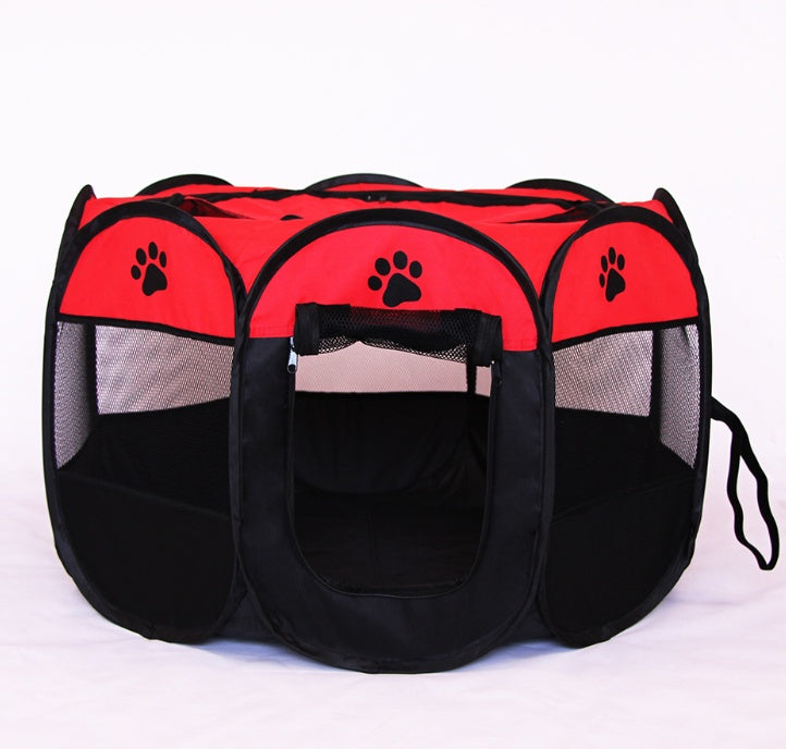 HKM-8680381 Folding Octagonal Pet Fence with Waterproof Oxford Cloth and Anti-Mosquito Mesh for Cats and Dogs