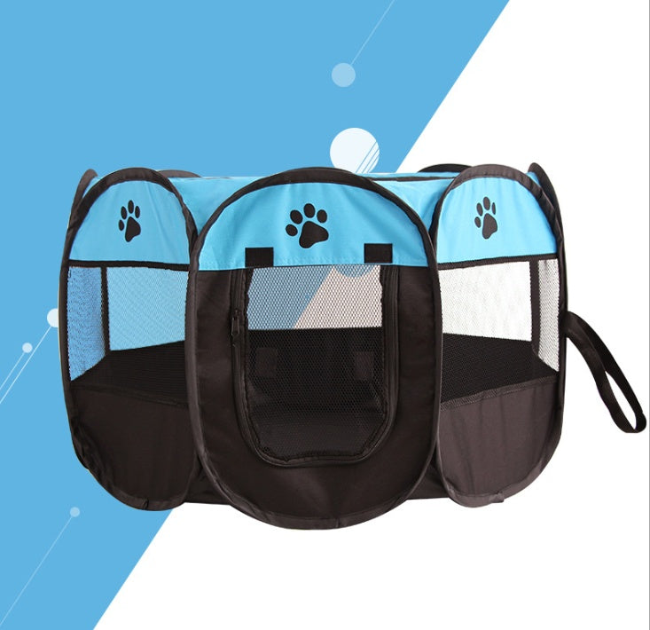 HKM-8680381 Folding Octagonal Pet Fence with Waterproof Oxford Cloth and Anti-Mosquito Mesh for Cats and Dogs