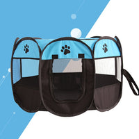 HKM-8680381 Folding Octagonal Pet Fence with Waterproof Oxford Cloth and Anti-Mosquito Mesh for Cats and Dogs