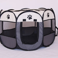 HKM-8680381 Folding Octagonal Pet Fence with Waterproof Oxford Cloth and Anti-Mosquito Mesh for Cats and Dogs
