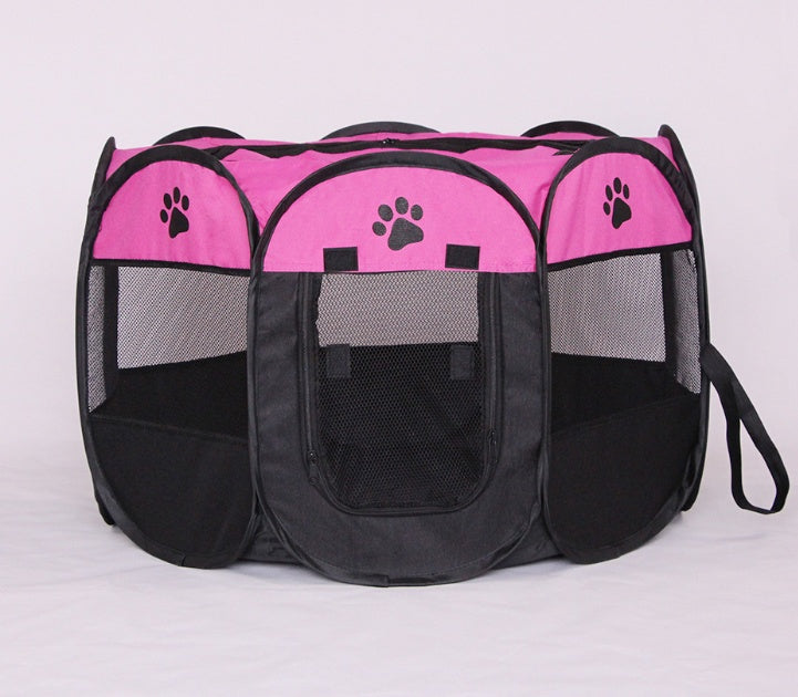 HKM-8680381 Folding Octagonal Pet Fence with Waterproof Oxford Cloth and Anti-Mosquito Mesh for Cats and Dogs