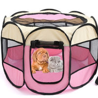 HKM-8680381 Folding Octagonal Pet Fence with Waterproof Oxford Cloth and Anti-Mosquito Mesh for Cats and Dogs