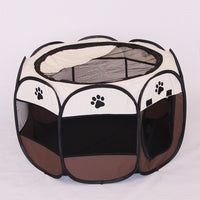 HKM-8680381 Folding Octagonal Pet Fence with Waterproof Oxford Cloth and Anti-Mosquito Mesh for Cats and Dogs