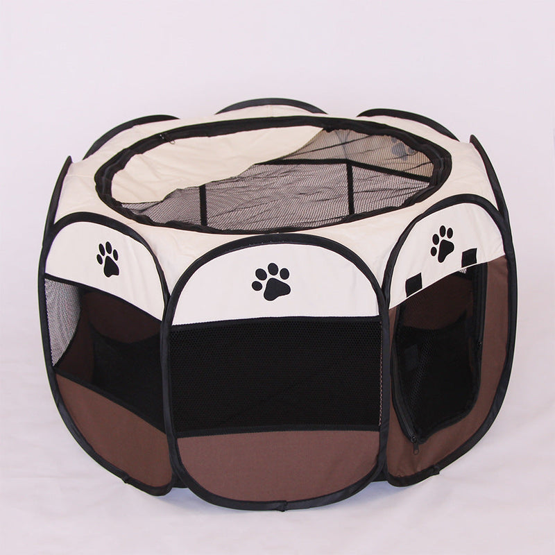 HKM-8680381 Folding Octagonal Pet Fence with Waterproof Oxford Cloth and Anti-Mosquito Mesh for Cats and Dogs