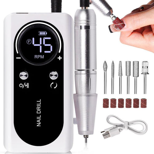 HKM-868051 Rechargeable Electric Nail Grinding Machine for Nail Art with Polishing Accessories