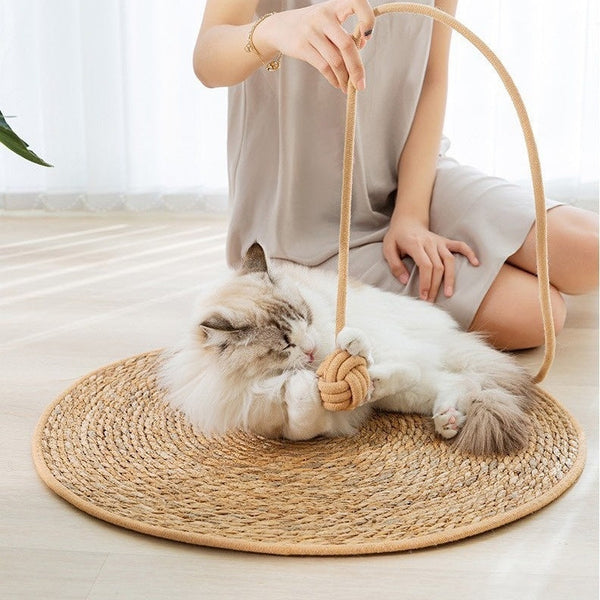 HKM-8680637 Natural Papyrus Rattan Cat Scratching Pad ¨C Available in Winter Brown and Coconut Designs, Multiple Sizes
