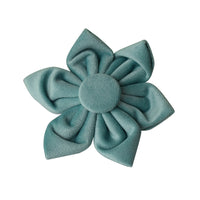 HKM-8680765 Lake Green Velvet Flannel Dog Collar Set with Gold Buckles, Bow and Flower Accessories - Available in Sizes S to XL