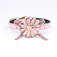 HKM-8681021 Flower Pattern Adjustable Pet Collar - PU Material for Small to Large Dogs