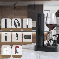 HKM-868115 USB Rechargeable Electric Bottle Opener with Chargeable Corkscrew Set - Multiple Functions Included