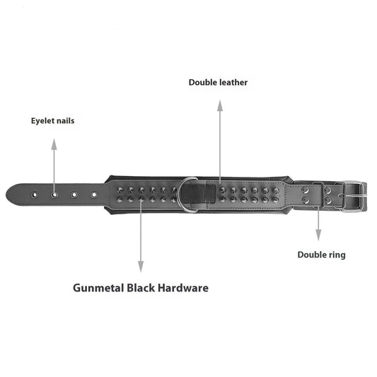 HKM-8681405 Stylish Leather Dog Collar with Rivets in Various Colors and Sizes