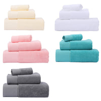 HKM-868307 Cotton 3-Piece Bath Towel Set - Soft, Absorbent Towels in Multiple Colors
