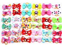 HKM-8683581 Pet Bow Head Flower Rubber Bands for Dogs - 50pcs Colorful Accessories