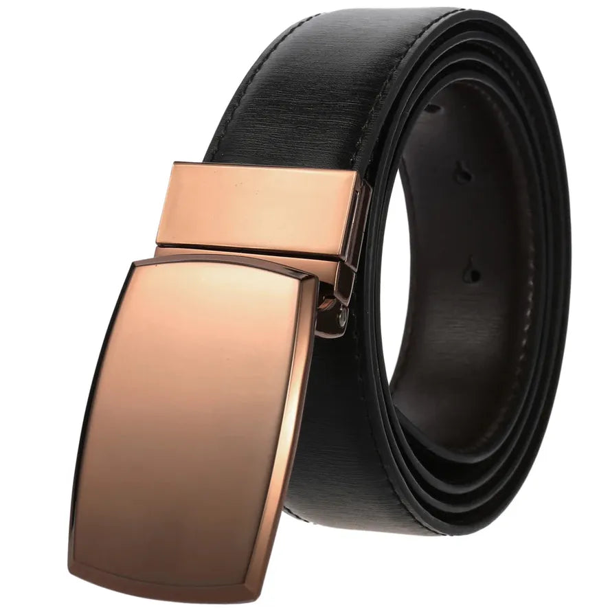 HKM-868435 Smooth Perforated Casual Belt for Men - Adjustable Buckle Design, Ideal for Trousers