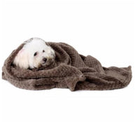 HKM-8685373 Cozy Pure Cotton Flannel Pet Blanket in Brown, Green, and Beige - 70x100 cm