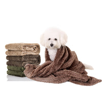HKM-8685373 Cozy Pure Cotton Flannel Pet Blanket in Brown, Green, and Beige - 70x100 cm