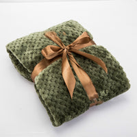 HKM-8685373 Cozy Pure Cotton Flannel Pet Blanket in Brown, Green, and Beige - 70x100 cm