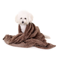 HKM-8685373 Cozy Pure Cotton Flannel Pet Blanket in Brown, Green, and Beige - 70x100 cm
