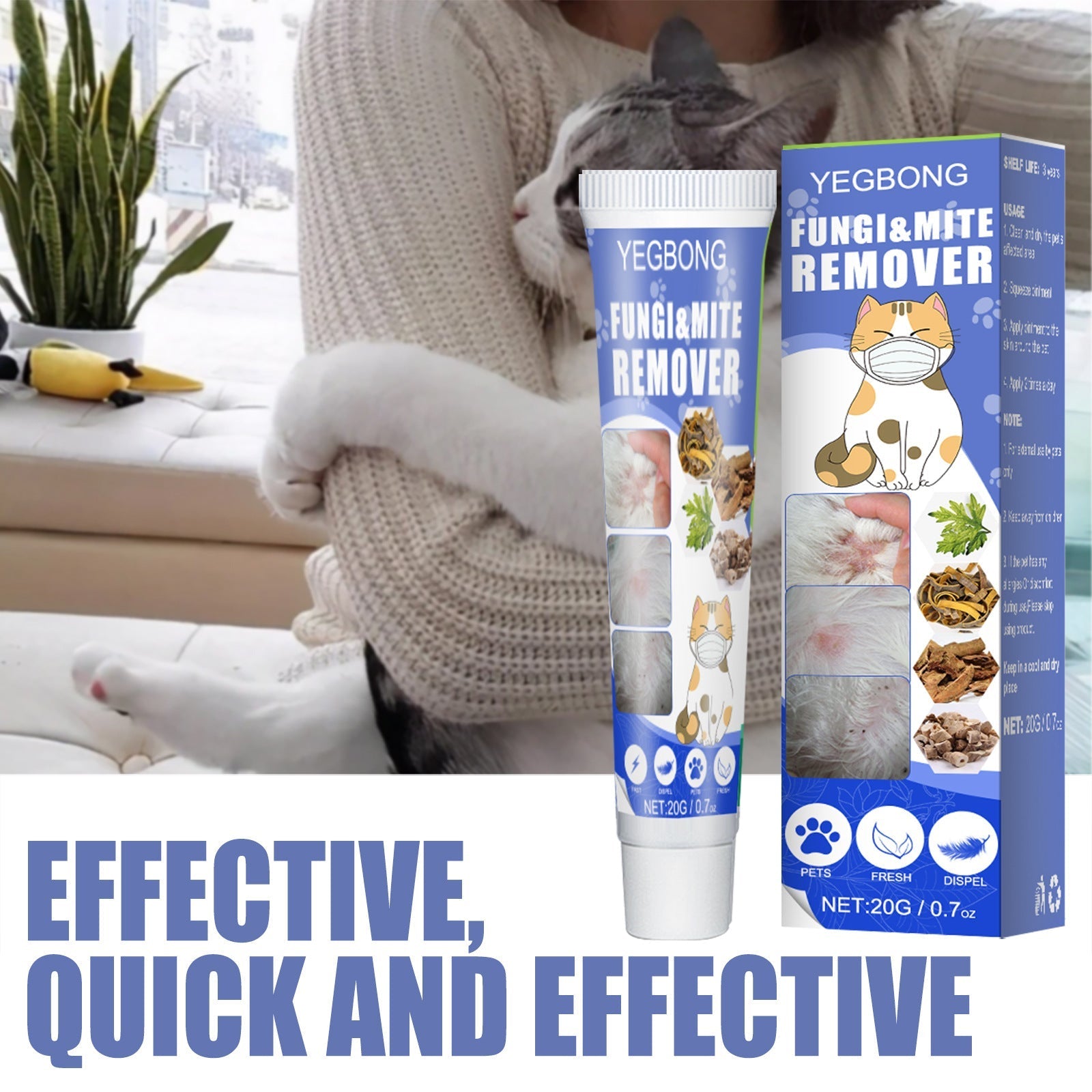HKM-8686397 Pet Anti-Mite Cream for Dogs - Relieves Itching and Dry Skin with Chamomile and Sophora Flavescens, 20g