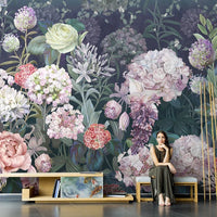 HKM-868755 Floral Non-Woven Fabric Wallpaper - Textured Removable Mural for Home Decoration (118 x 400 inches)