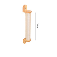 HKM-8687805 Solid Wood Wall-Mounted Cat Toy Platform with Sisal Grabbing Column and Grinding Board