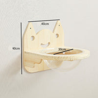 HKM-8687805 Solid Wood Wall-Mounted Cat Toy Platform with Sisal Grabbing Column and Grinding Board