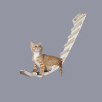 HKM-8687805 Solid Wood Wall-Mounted Cat Toy Platform with Sisal Grabbing Column and Grinding Board