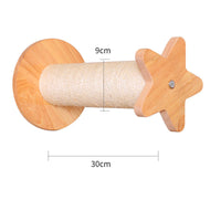 HKM-8687805 Solid Wood Wall-Mounted Cat Toy Platform with Sisal Grabbing Column and Grinding Board