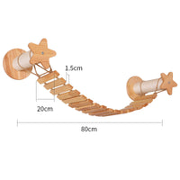 HKM-8687805 Solid Wood Wall-Mounted Cat Toy Platform with Sisal Grabbing Column and Grinding Board