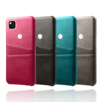 HKM-868819 Pixel 4A Compatible Double Card Protection Leather Phone Case in Various Colors