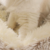 HKM-8688573 Cat's Nest with Plush Velvet and Oxford Bottom - Semi-Enclosed Design in Grey, Pink, Brown