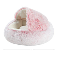 HKM-8688573 Cat's Nest with Plush Velvet and Oxford Bottom - Semi-Enclosed Design in Grey, Pink, Brown